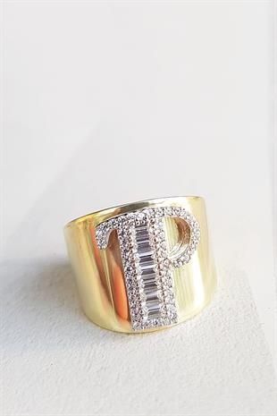 Harfli Baget Işleme Gümüş Yüzük