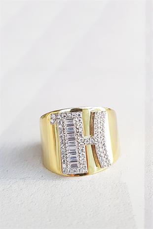 Harfli Baget Işleme Gümüş Yüzük