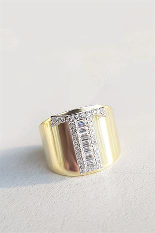 Harfli Baget Işleme Gümüş Yüzük