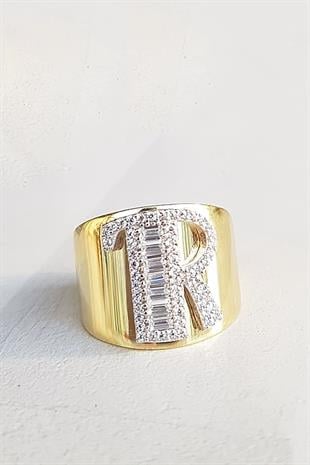 Harfli Baget Işleme Gümüş Yüzük