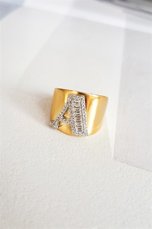 A Harfli Baget Işleme Gümüş Yüzük