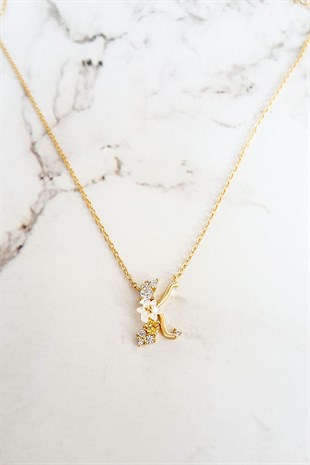 K-İTALYAN ÇİÇEKLİ HARF GÜMÜŞ KOLYE