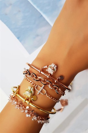 ITALIAN TIGER ROSE PLATED SILVER BRACELET