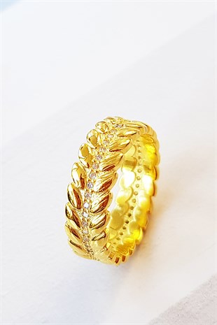 İTALYAN SEZAR TAŞLI LEAF TASARIM GÜMÜŞ YÜZÜK