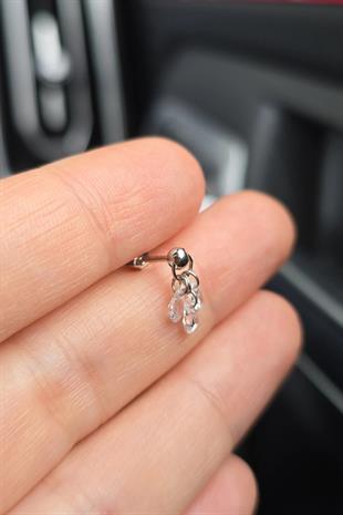 İTHAL 3 LÜ SALLANTILI DAMLA GÜMÜŞ PİERCİNG