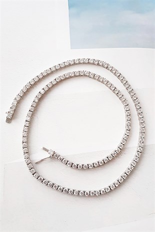 İTHAL 3 MM SU YOLU TAŞLI GÜMÜŞ KOLYE