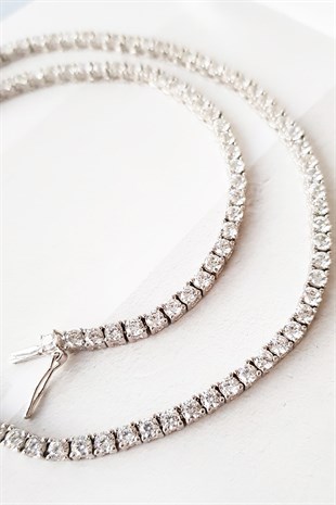 İTHAL 3 MM SU YOLU TAŞLI GÜMÜŞ KOLYE