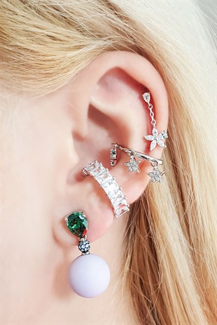 IMPORTED 3 STAR STERLING SILVER CHIRP EARRINGS