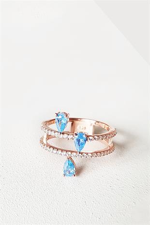 İTHAL AQUA DAMLA FANCY KESİM GÜMÜŞ YÜZÜK