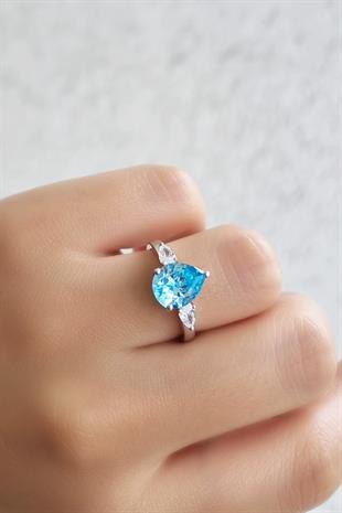 İTHAL AQUA DAMLA FANCY KESİM GÜMÜŞ YÜZÜK