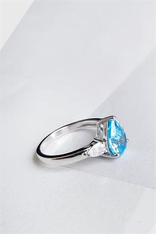 İTHAL AQUA DAMLA FANCY KESİM GÜMÜŞ YÜZÜK