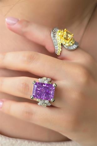 İTHAL BUZ KESİM SARI BAGET OVAL GÜMÜŞ YÜZÜK 