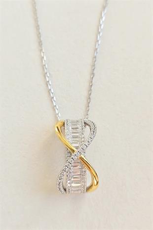 İTHAL ÇAPRAZ X BAGET GÜMÜŞ KOLYE