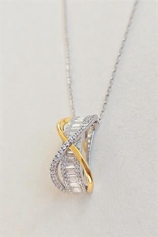 İTHAL ÇAPRAZ X BAGET GÜMÜŞ KOLYE