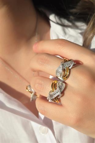 İTHAL ÇAPRAZ X BAGET GÜMÜŞ YÜZÜK