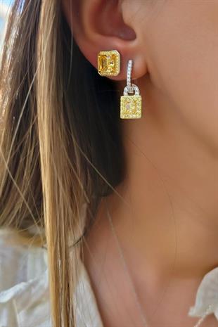 İTHAL ÇİFT KARE BUZ KESİM GÜMÜŞ KÜPE