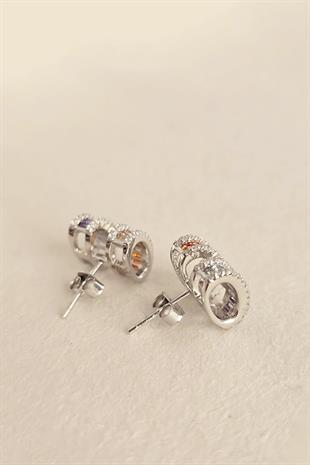 İTHAL ÇİFT H BAGET RENKLİ VIP TASARIM GÜMÜŞ KÜPE