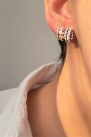 İTHAL ÇİFT H BAGET RENKLİ VIP TASARIM GÜMÜŞ KÜPE