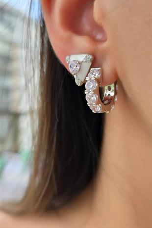 İTHAL ÇİFT PEMBE BUZ KESİM HALKA GÜMÜŞ KÜPE 