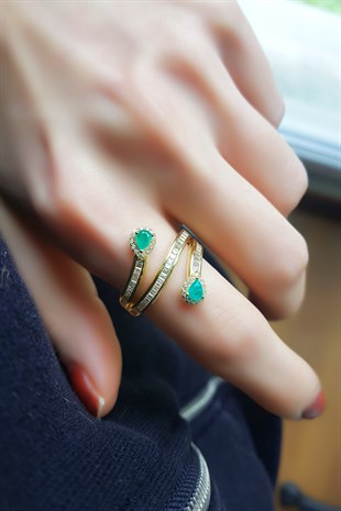 İTHAL DAMLA KESİM PARAİBA TOURMALİN TAŞLI GÜMÜŞ YÜZÜK