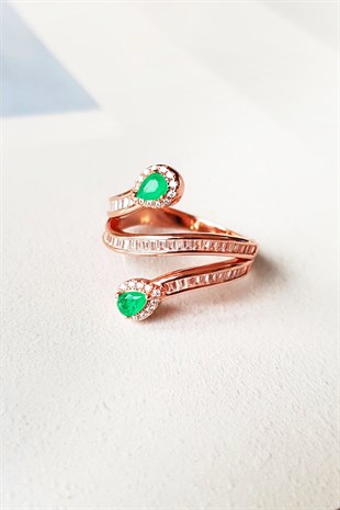 IMPORTED DROP CUT PARAIBA TOURMALINE STONE SILVER RING