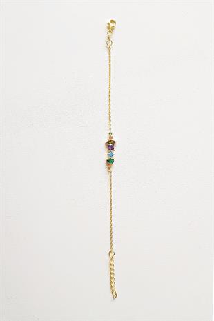 İTHAL FANCY RENK TAŞLAR MAZE GÜMÜŞ BİLEKLİK