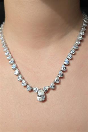 İTHAL FULL DAMLA VIP MOZANİT GÜMÜŞ KOLYE