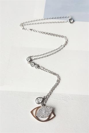 İTHAL GÖZ DAMLA FİGÜR GÜMÜŞ KOLYE