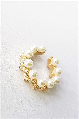 IMPORTED PEARLIZED ZIGZAG STONE GOLD PLATED SILVER CHIRP