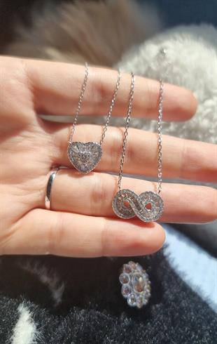 İTHAL KALPLİ BAGET ZİRKON GÜMÜŞ KOLYE