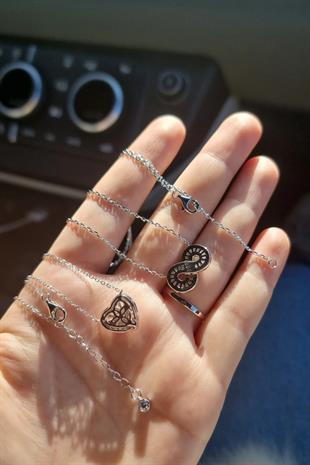 İTHAL KALPLİ BAGET ZİRKON GÜMÜŞ KOLYE