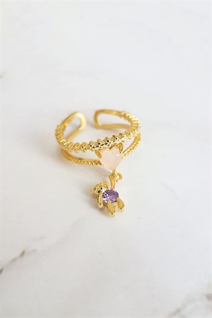 İTHAL KUVARS TAŞLI AYICIK YÜZÜK