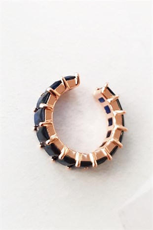 Imported Navy Blue Square Baguette Silver Cartilage Earrings