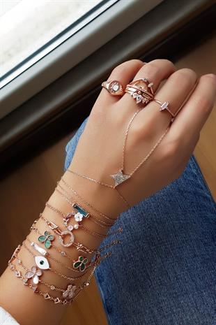 İTHAL MAGNOLYA SEDEF ÇİÇEKLİ GÜMÜŞ BİLEKLİK