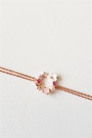 İTHAL MAGNOLYA SEDEF ÇİÇEKLİ GÜMÜŞ BİLEKLİK