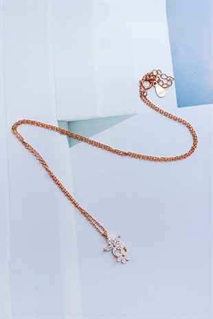 İthal Manolya Çiçekli Zarif Gümüş Kolye