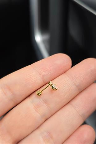 İTHAL MİNİ KARE TAŞLI GÜMÜŞ PİERCİNG