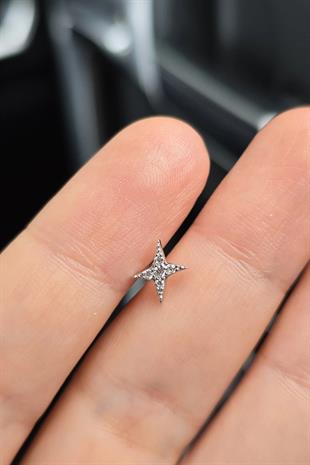 İTHAL MİNİ KUTUP YILDIZ TAŞLI GÜMÜŞ PİERCİNG