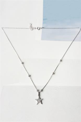 İTHAL MİNİ YILDIZ VE DORİKA GÜMÜŞ KOLYE