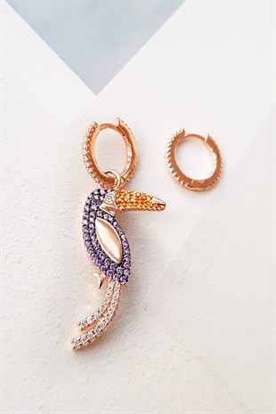 İTHAL MOR TAŞLI PAPAĞAN GÜMÜŞ KÜPE