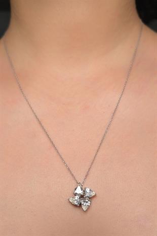 İTHAL MOZANİT 4LÜ DAMLA GÜMÜŞ KOLYE