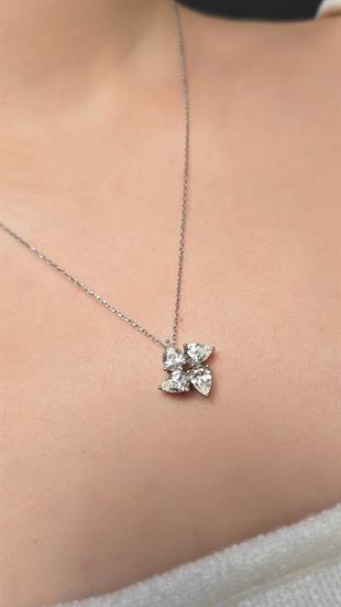 İTHAL MOZANİT 4LÜ DAMLA GÜMÜŞ KOLYE