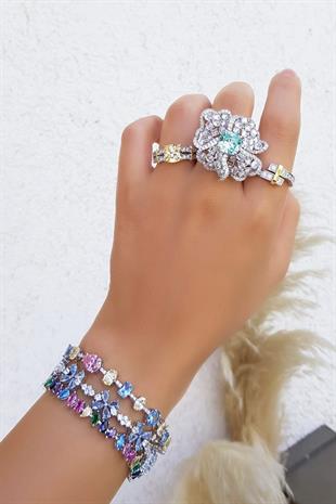 İTHAL MOZANİT D COLOR SİRİUS GÜMÜŞ YÜZÜK