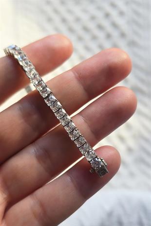 İTHAL MOZANİT 4MM DİKDÖRTGEN GÜMÜŞ BİLEKLİK
