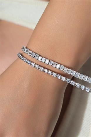 İTHAL MOZANİT 4MM DİKDÖRTGEN GÜMÜŞ BİLEKLİK