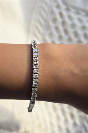 İTHAL MOZANİT 4MM DİKDÖRTGEN GÜMÜŞ BİLEKLİK