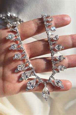 İTHAL MOZANİT MARKİZ PREMİUM GÜMÜŞ KOLYE