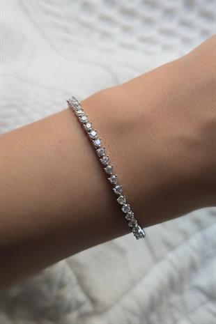 İTHAL MOZANİT SU YOLU YUVARLAK GÜMÜŞ BİLEKLİK