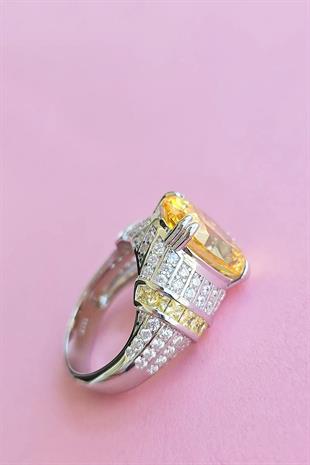 İTHAL OVAL SARI BUZ KESİM GÜMÜŞ YÜZÜK