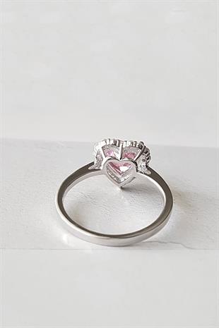 İTHAL ÖZEL FANCY KESİM PİNK HEART GÜMÜŞ YÜZÜK